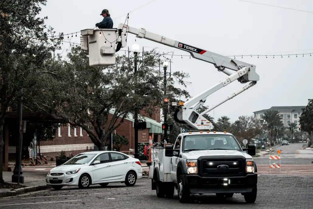 Fallen cherry picker